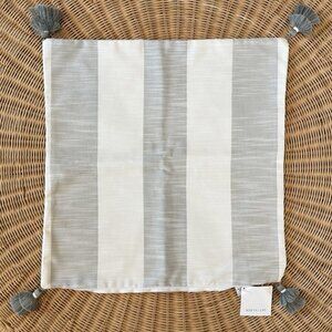 NEW Serena & Lily Beach Stripe Outdoor Pillow Cover (22” SQ)-Smoke Grey